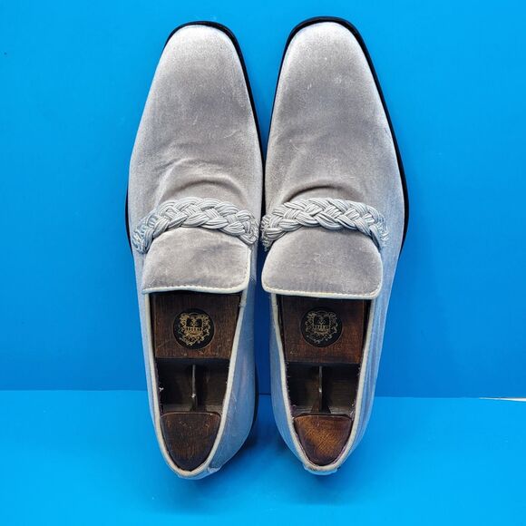 After Midnight Mens Silver Velvet Braided Strap Loafer Size US 10 VGC - Picture 6 of 12